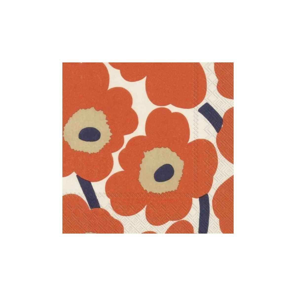 Paper Napkins Cocktail Size - Pack of 20 - Unikko Cream Red