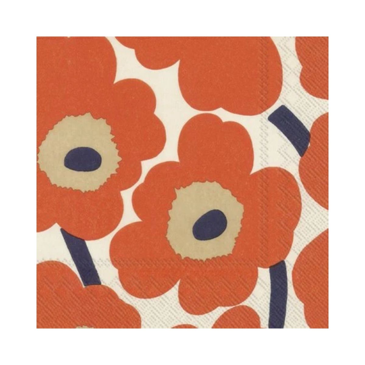 Paper Napkins Lunch Size - 33 x 33cm – Pack of 20 - Unikko Cream Orange