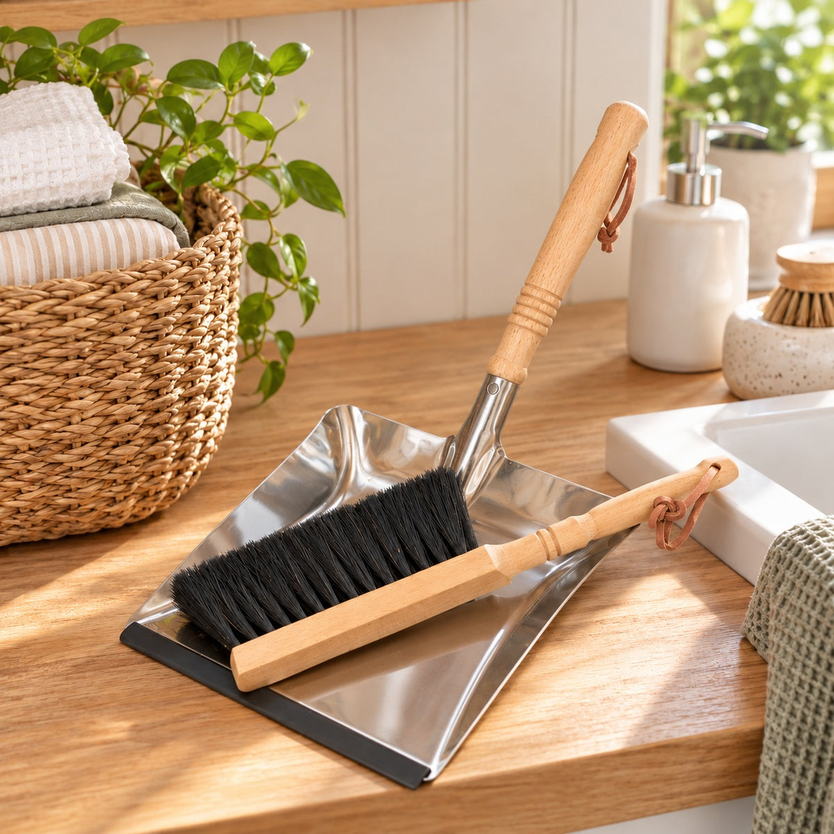 Stainless Steel Dustpan & Brush Set