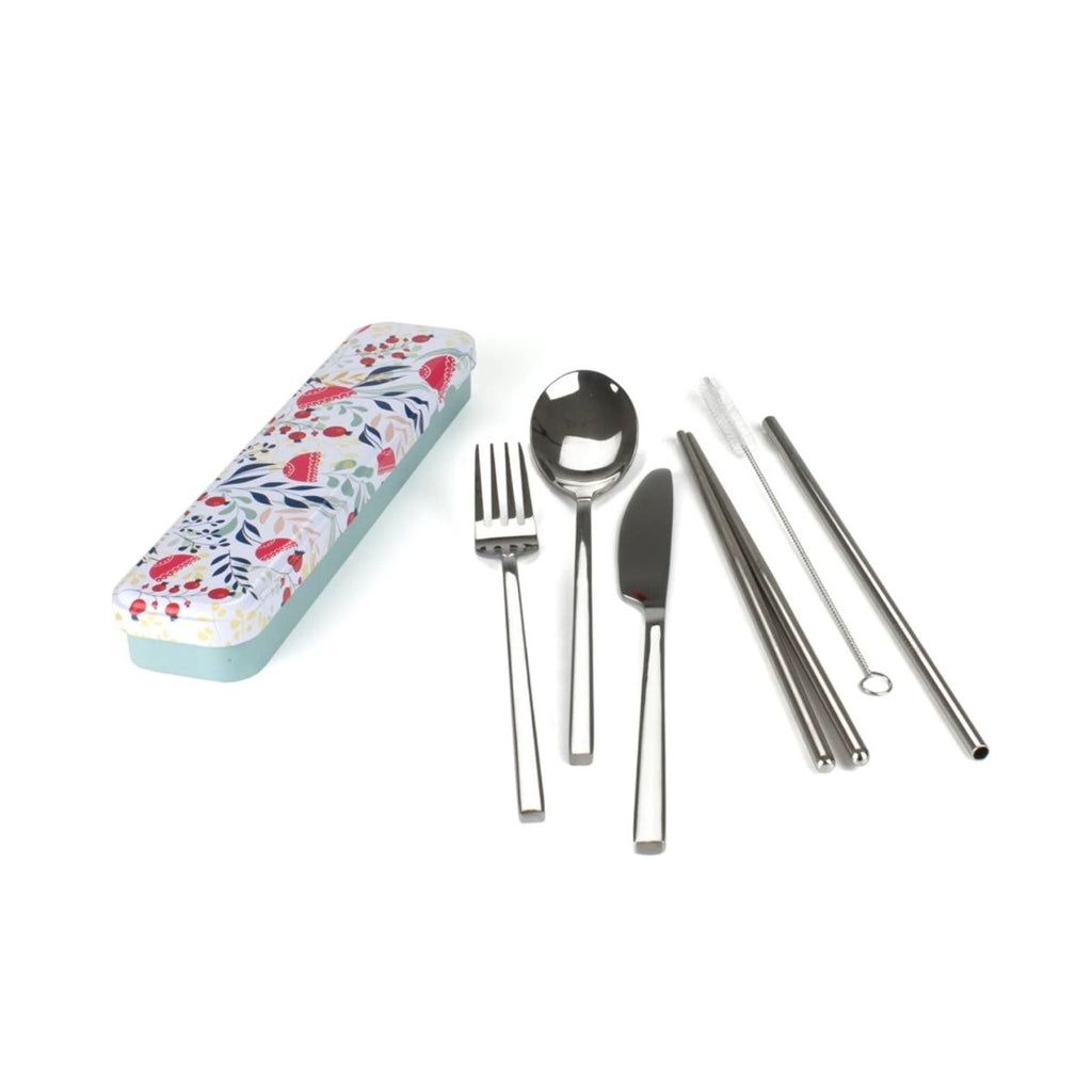 RetroKitchen Carry Your Cutlery – Reusable Travel Cutlery Set - Botanical Set