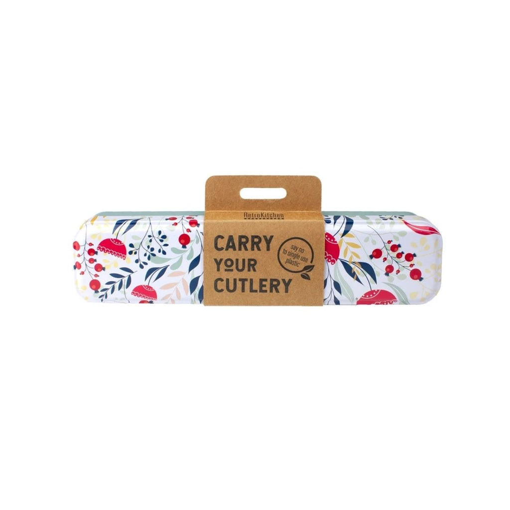 RetroKitchen Carry Your Cutlery – Reusable Travel Cutlery Set - Botanical Set