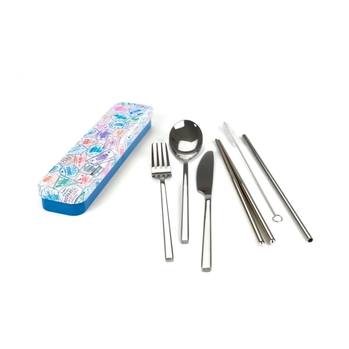 RetroKitchen Carry Your Cutlery – Reusable Travel Cutlery Set - Passport Stamps