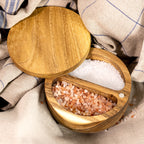 Salt Pig DUO Wooden Salt Container - 12.5cm Rubber Wood