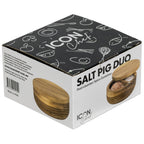 Salt Pig DUO Wooden Salt Container - 12.5cm Rubber Wood