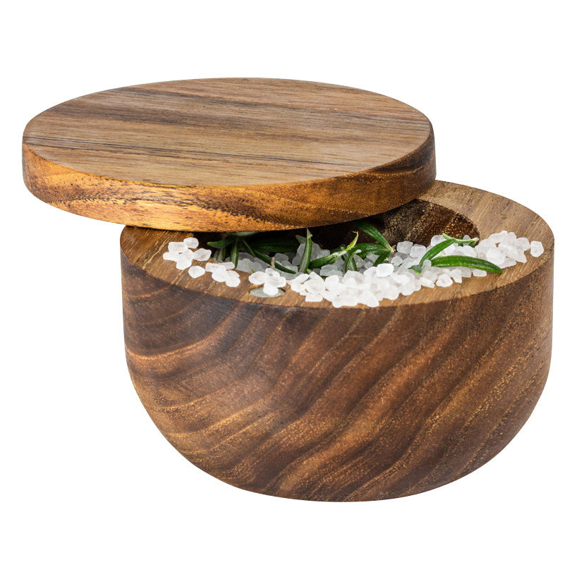 Salt Pig Wooden Salt Container - 10cm Rubber Wood