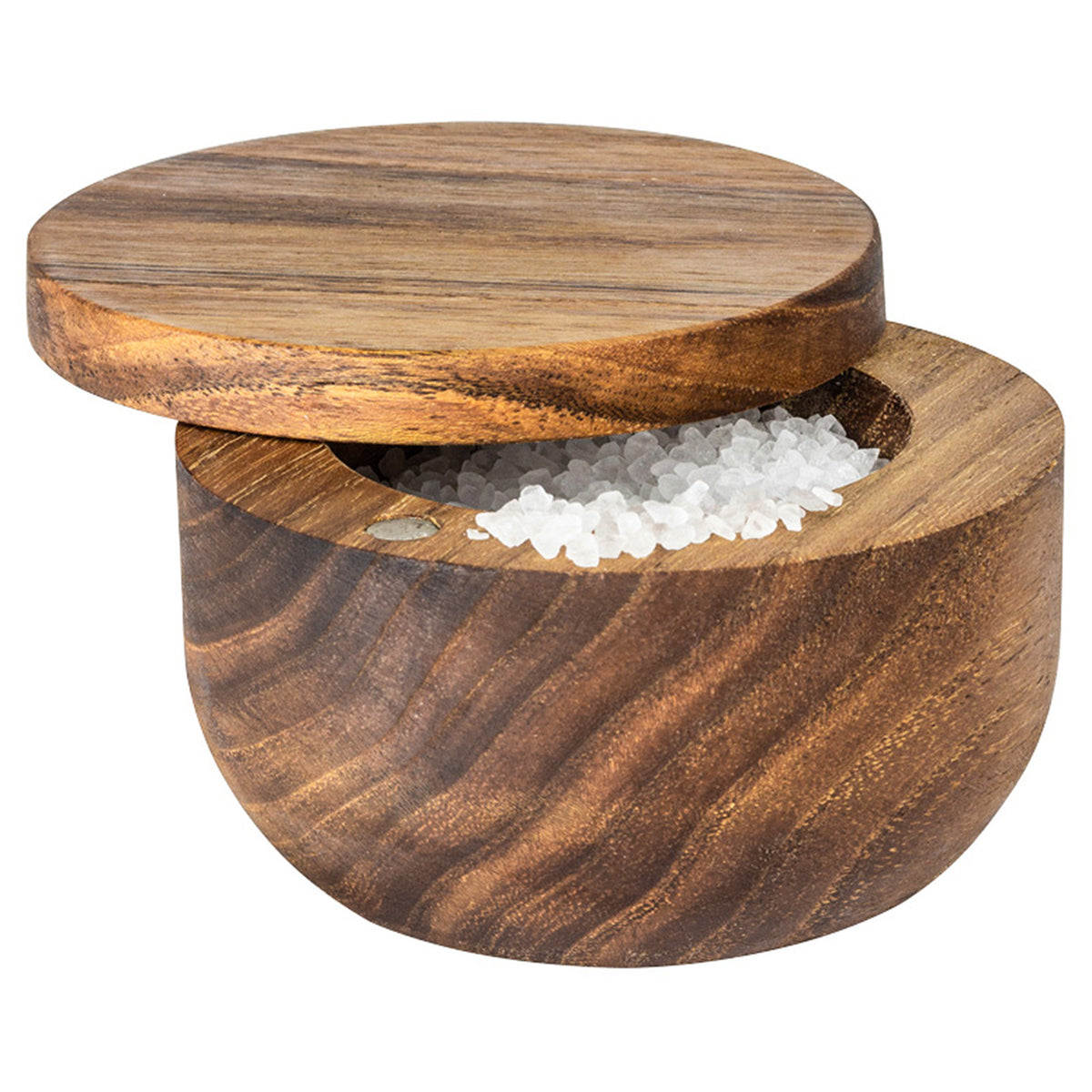 Salt Pig Wooden Salt Container - 10cm Rubber Wood