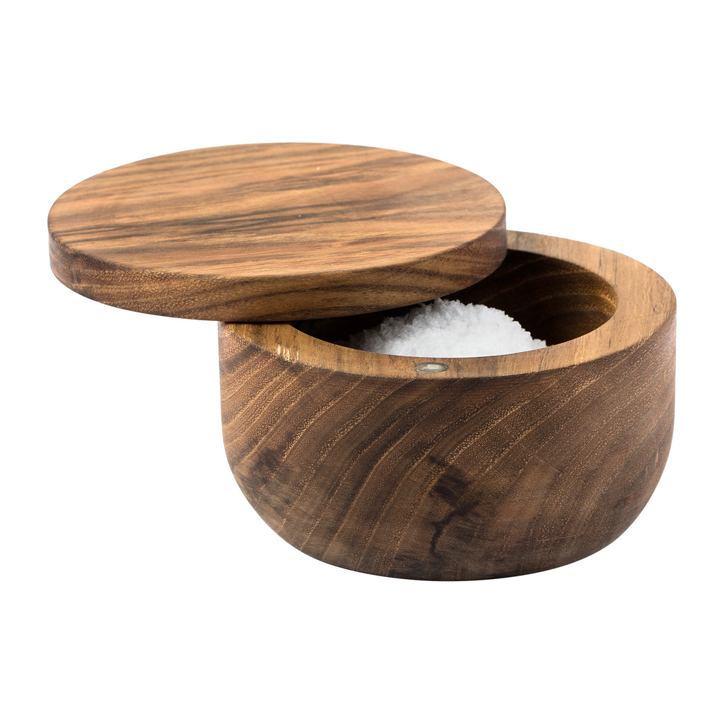 Salt Pig PLUS Wooden Salt Container - 11.5cm Rubber Wood