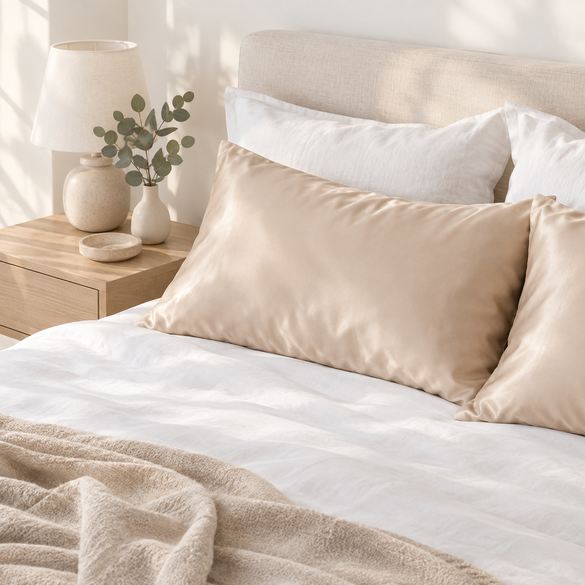 Silk Magnolia Premium 100% Mulberry Silk Pillowcase – Champagne