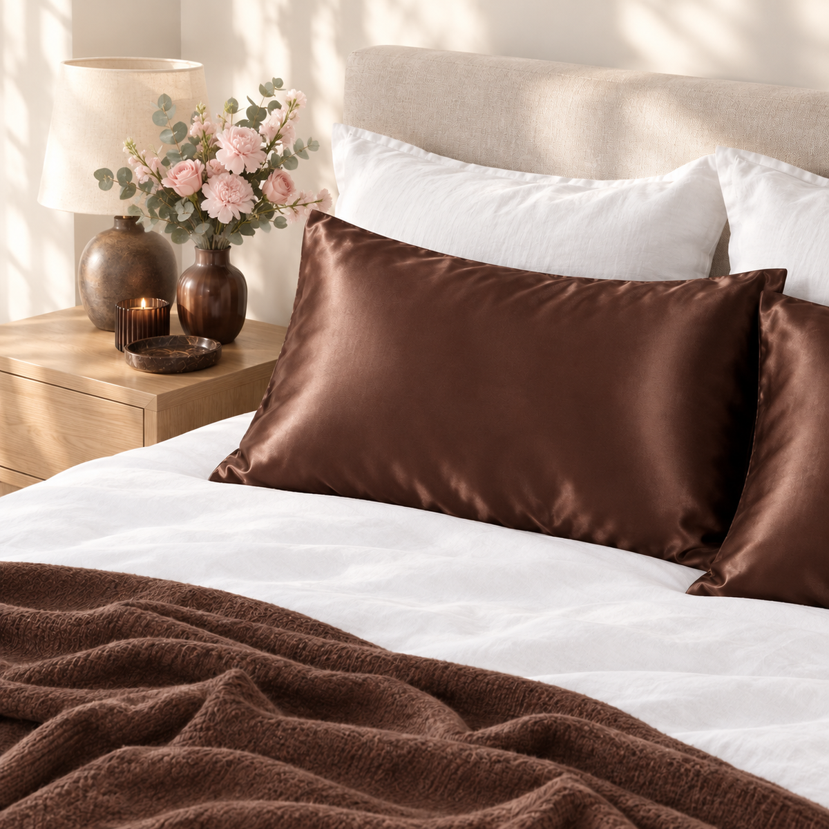 Silk Magnolia Premium 100% Mulberry Silk Pillowcase – Chocolate
