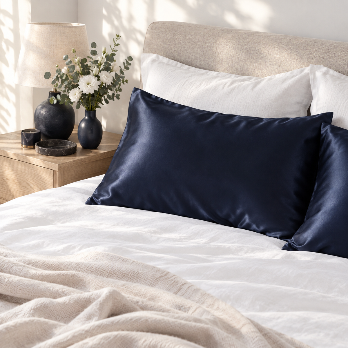 Silk Magnolia Premium 100% Mulberry Silk Pillowcase – French Navy