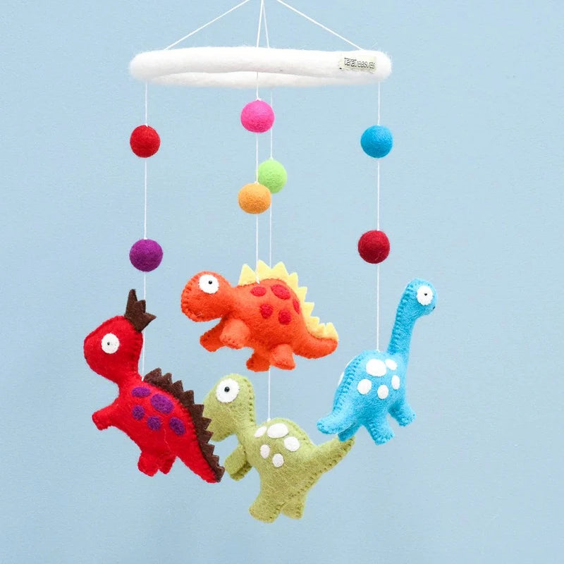Handmade Felt Nursery Cot Mobile -Dinosaurs
