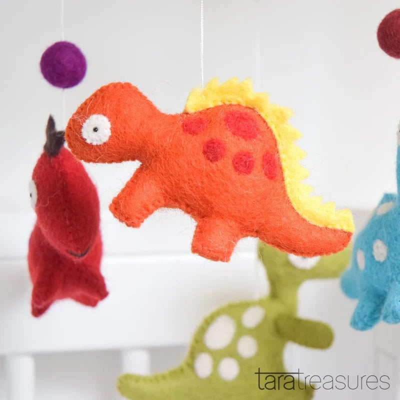 Handmade Felt Nursery Cot Mobile -Dinosaurs