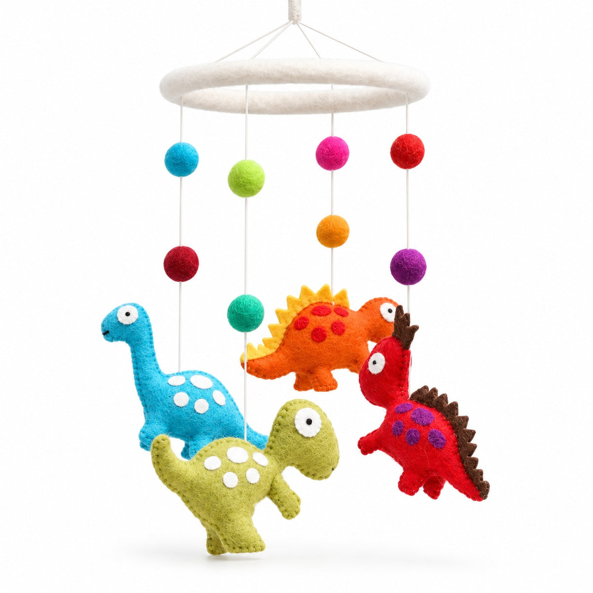 Handmade Felt Nursery Cot Mobile -Dinosaurs