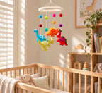 Handmade Felt Nursery Cot Mobile -Dinosaurs