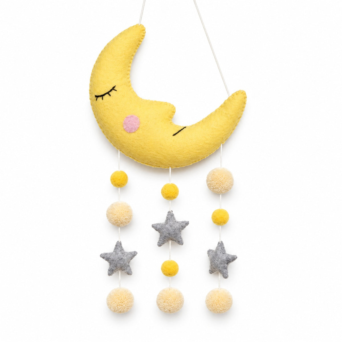 Handmade Felt Nursery Cot Mobile - Moon & Stars