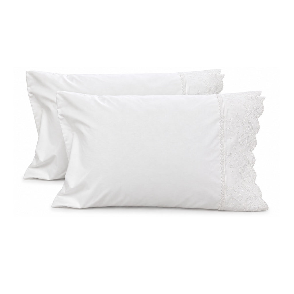 Cotton Pillowcase - Broderie Anglaise - Set of 2