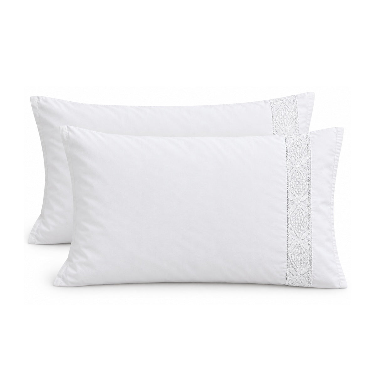 Cotton Pillowcase - Embroidered Lace